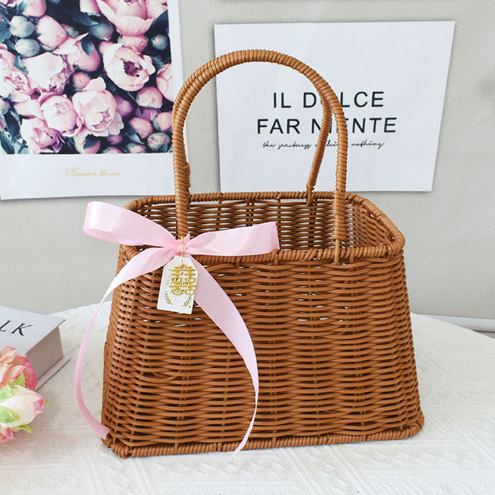 Elegant Handcrafted Rattan Tote Basket Kalsten