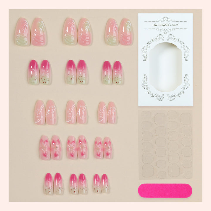 Artistic Press-On Nail Set with Floral Designs kalsten