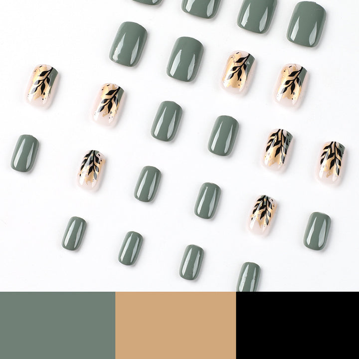 Artful Nail Extensions with Elegant Leaf Design Kalsten