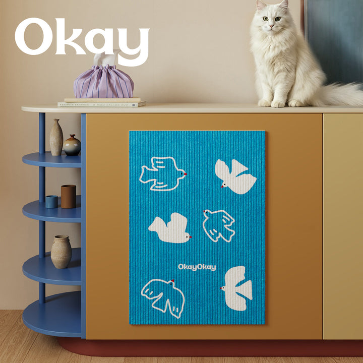 Extra-Absorbent Microfiber Vertical Door Runner with Ribbed Texture and Dove Motif