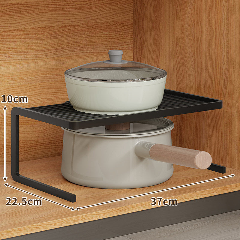 Compact Space-Saving Kitchen Countertop Pot and Pan Organizer Shelf Riser