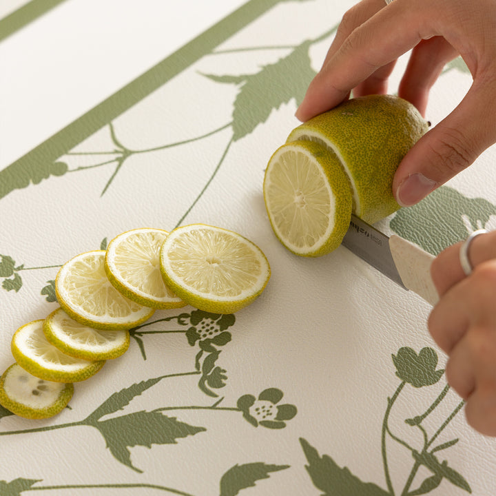 Wipeable table mats made of PU leather with botanical silhouette design Kalsten