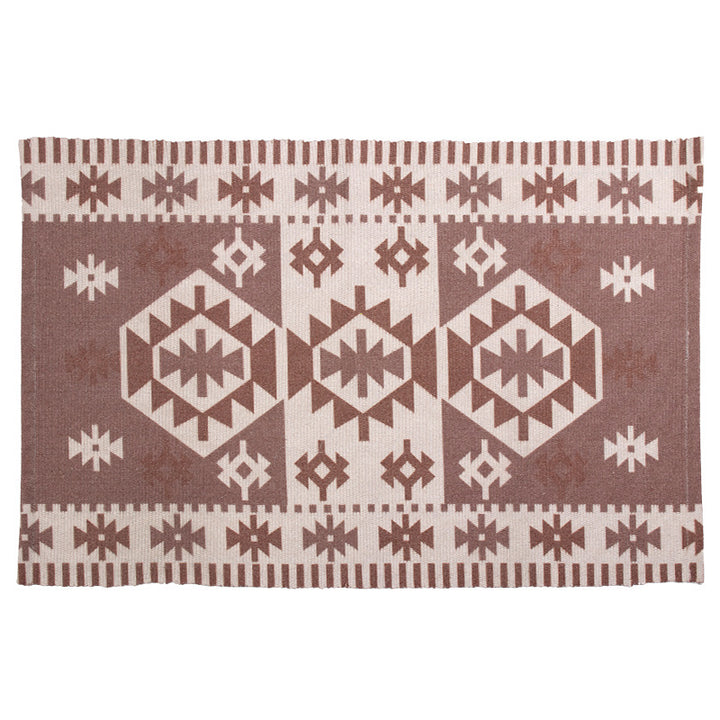 Flat-woven decorative living room rug with geometric ethnic medallion Kalsten