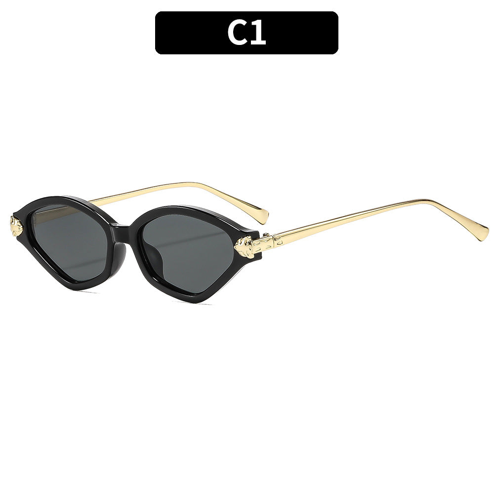 Chic Cat-Eye Sunglasses with Gold Accent Details