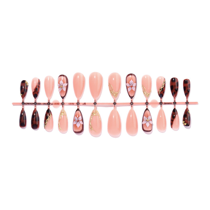 Artistic Press-On Nail Set with Elegant Floral and Abstract Designs kalsten