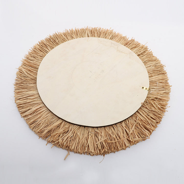 Decorative wall mirror with natural rattan frame Kalsten