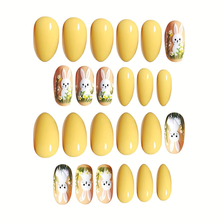 Artistic Bunny-Themed Press-On Nail Art Set Kalsten