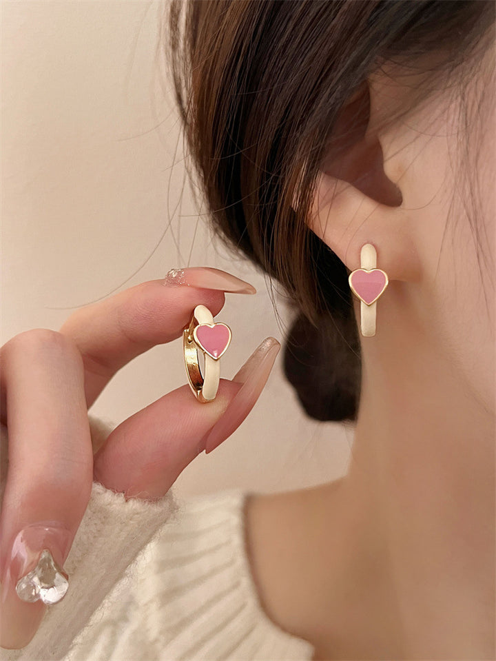 Enamel Heart Hoop Earrings Kalsten