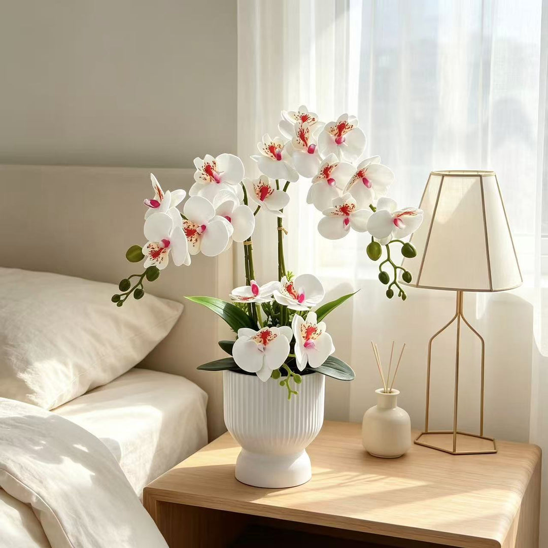 Lifelike Orchid Plant Arrangement for Tabletop Decor