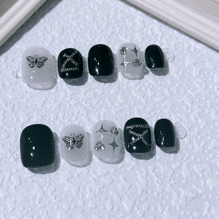 Chic Butterfly-Inspired Press-On Nail Set