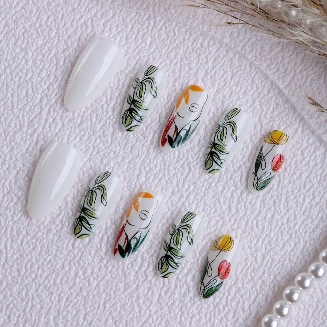 Artificial nails with floral patterns Kalsten