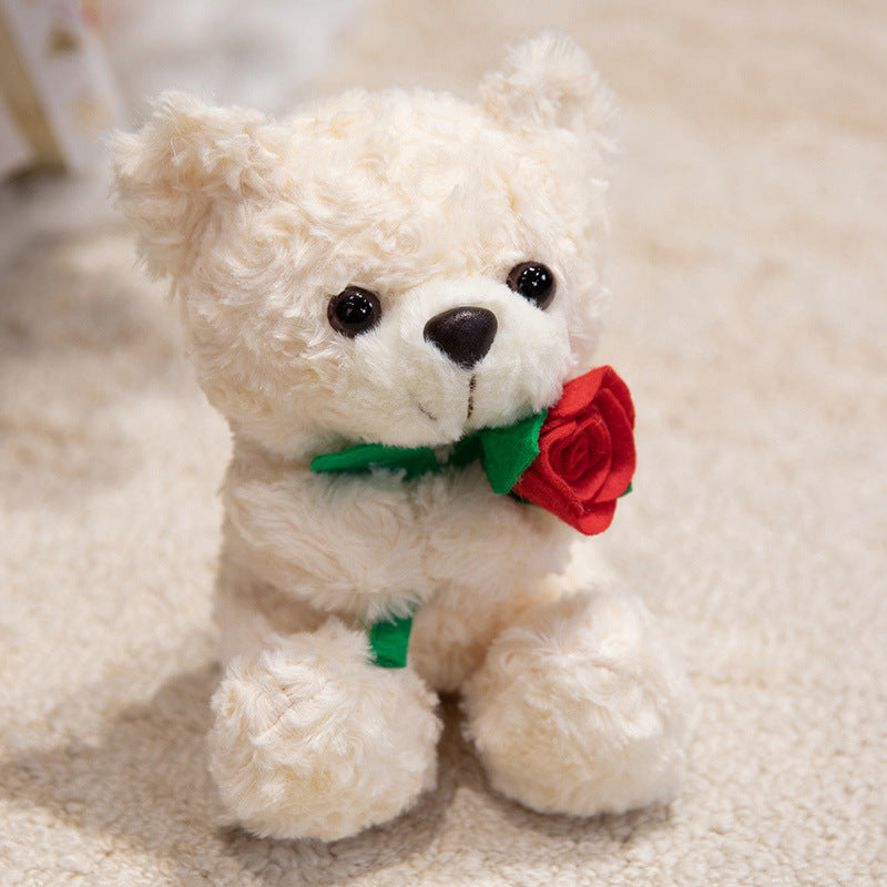 Plush Christmas Teddy Bear with Santa Hat and Knit Scarf Holiday Huggable Stuffed Toy Kalsten
