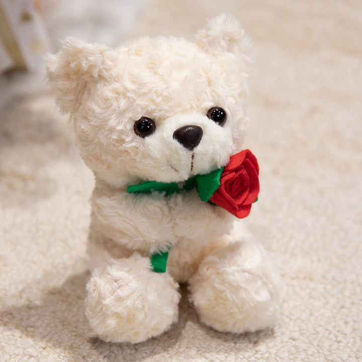 Plush Christmas Teddy Bear with Santa Hat and Knit Scarf Holiday Huggable Stuffed Toy Kalsten