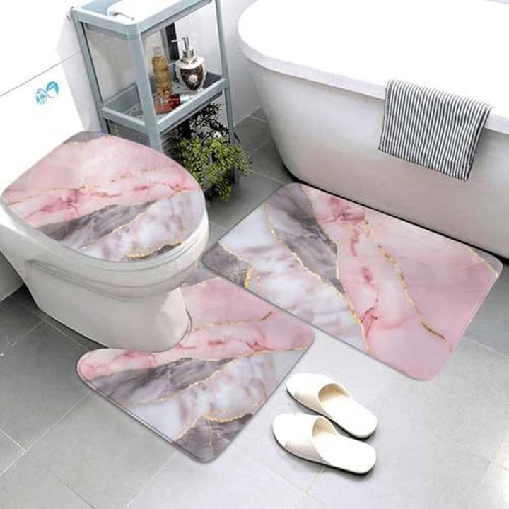 Geometric Pattern Bathroom Mat Set