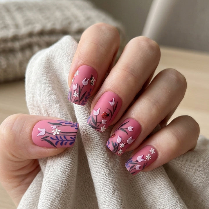 Floral-Design Matte Press-On Nails Kalsten
