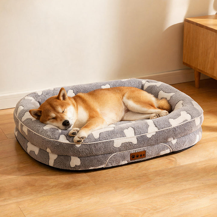 Plush Heart-Patterned Dog Bed