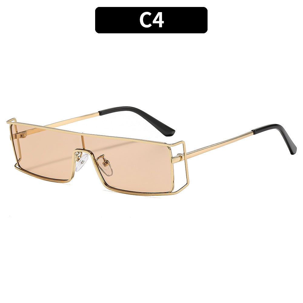 Geometric Shield Sunglasses with Luxurious Metal Accents