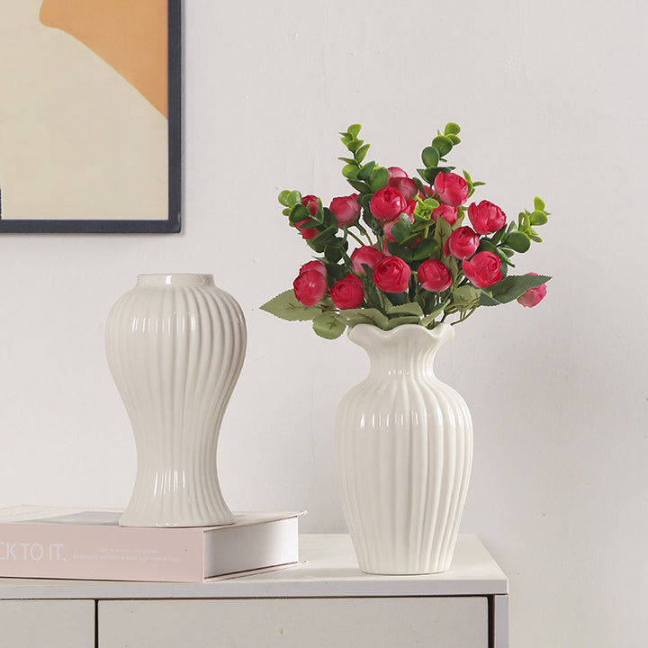 Elegant Ribbed Ceramic Flower Vase Kalsten 1790310309