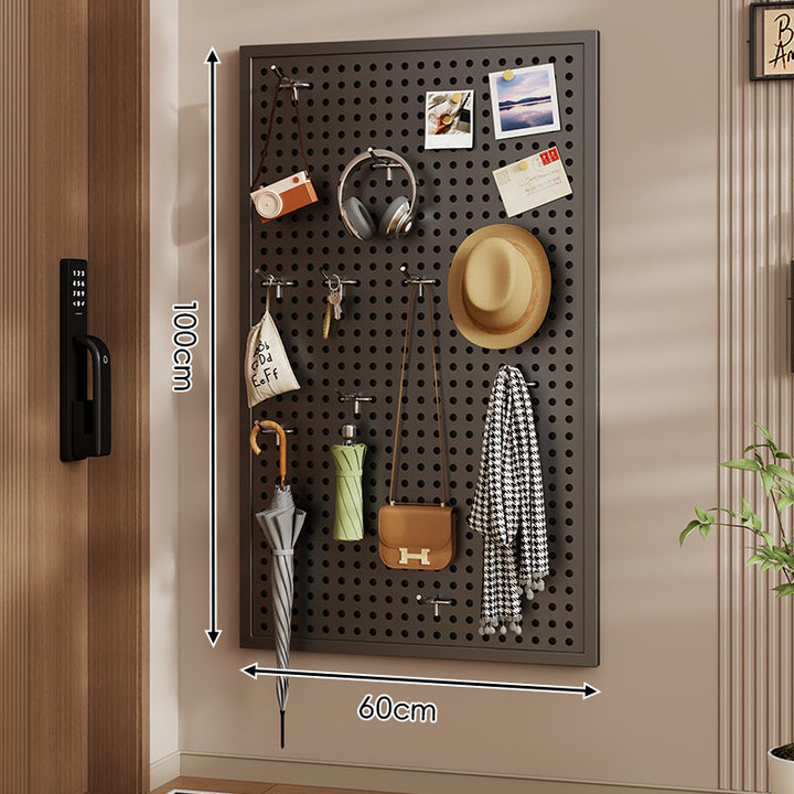 Wall-Mounted Perforated Pegboard Organizer Panel Large Square with Modular Hooks and Accessories