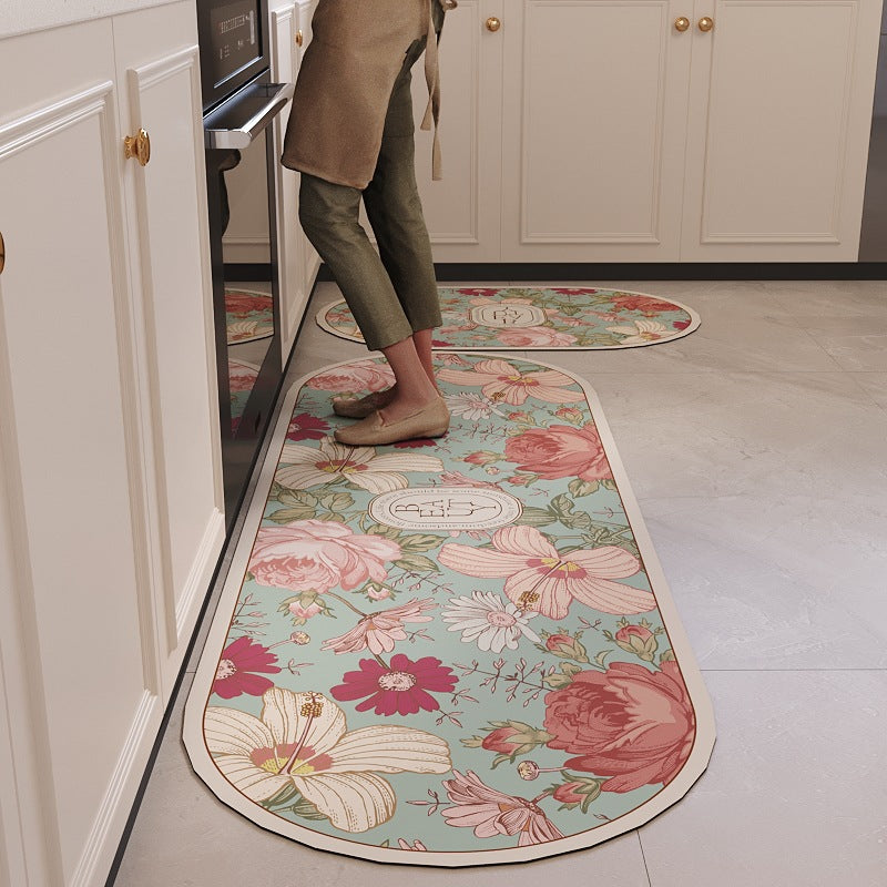 Floral Pattern Decorative Kitchen Mat