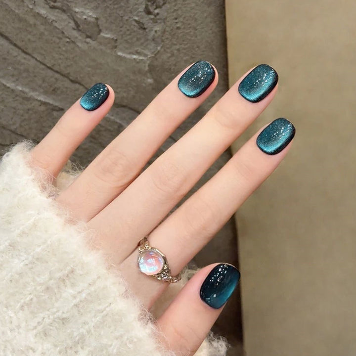 Stylish Press-On Nail Set with Animal Print and Gem Accents Kalsten