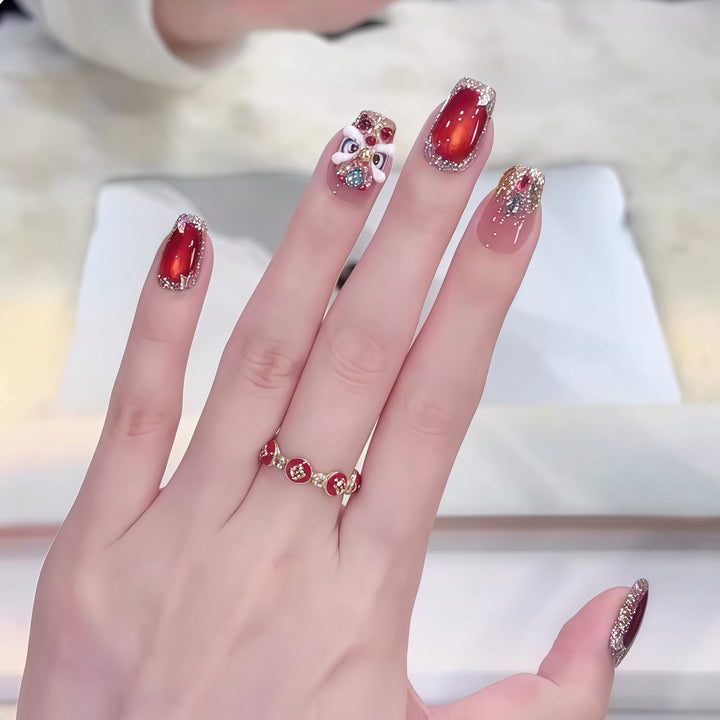 Elegant Gemstone Embellished Press-On Nail Set Kalsten