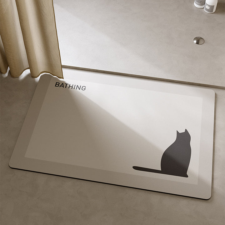 Playful Cat-Themed Bath Mat Kalsten