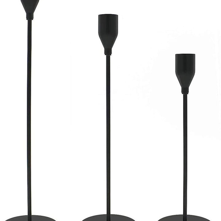 Modern Minimalist Taper Candle Holder Set with Polished Metal Finish Kalsten