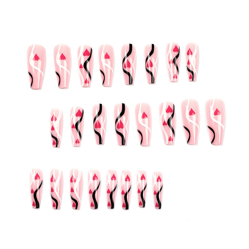 Artificial nail extensions with heart design Kalsten