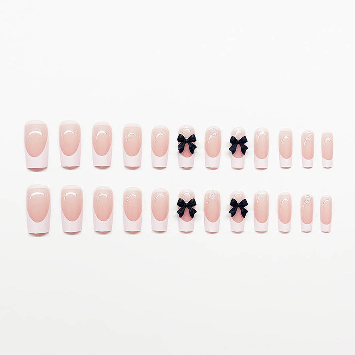 Acrylic nail set with stylish black and pearl details Kalsten