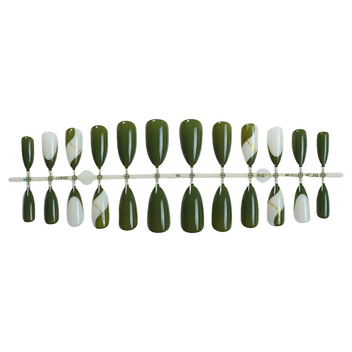 Artistic Press-On Nail Set with Elegant Geometric Design kalsten