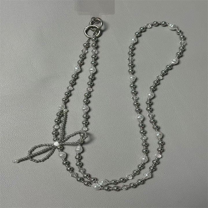 Elegant Pearl and Silver Beaded Necklace Kalsten
