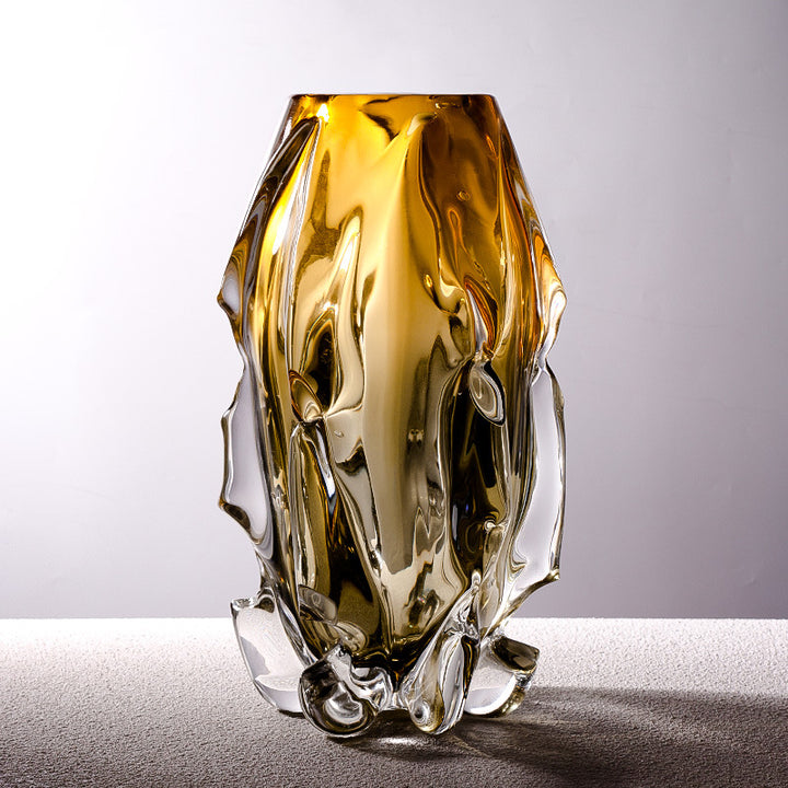 Handcrafted Sculptural Melted-Edge Thick-Glass Centrepiece Vase Kalsten