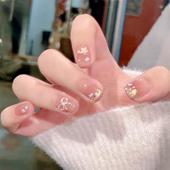 Artistic Press-On Nail Set with Bow and Gemstone Detail Kalsten
