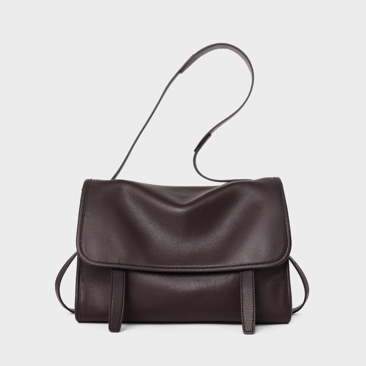Structured Pebbled Top-Handle Flap Satchel Crossbody