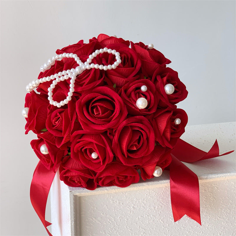 Luxurious Silk Rose Wedding Bouquet