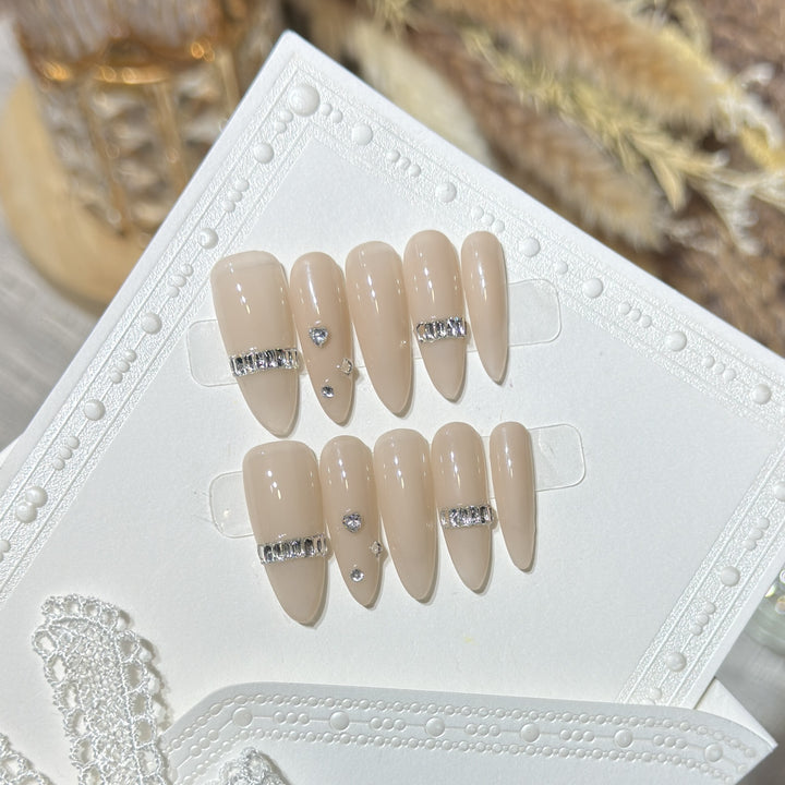 Elegant Stiletto Press-On Nail Set with Diamond Accents Kalsten