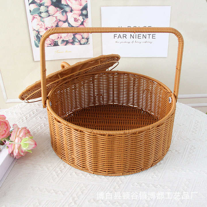 Round Handcrafted Wicker Storage Basket Kalsten