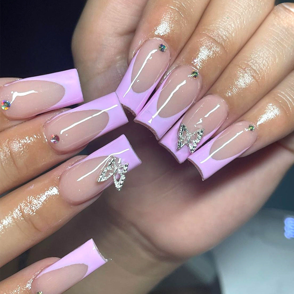 Elegant Butterfly-Inspired Acrylic Nail Art Extensions Kalsten