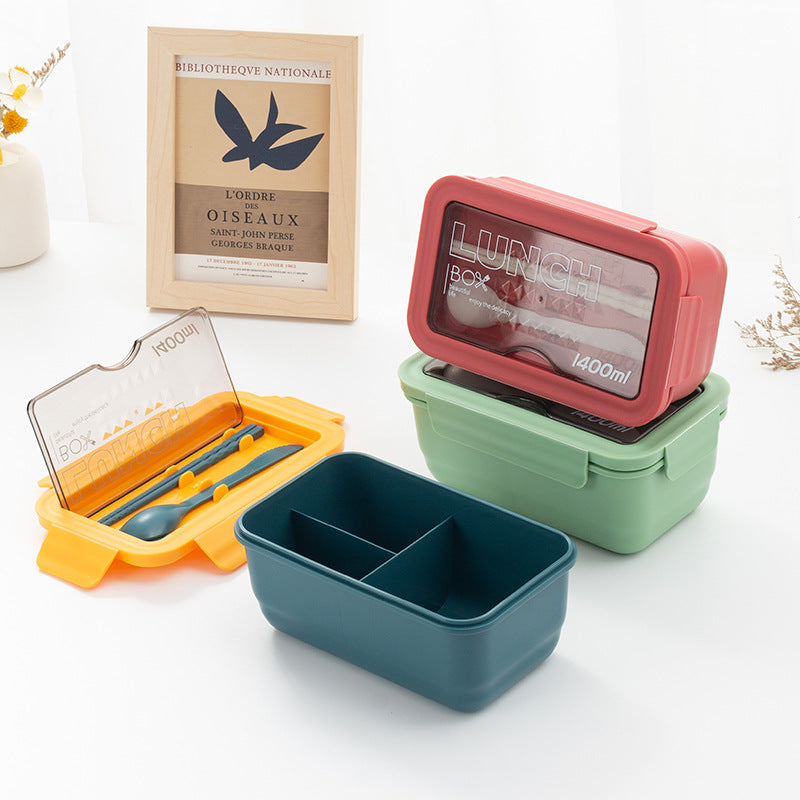 Multi-Compartment Lunch Storage Container with Utensils