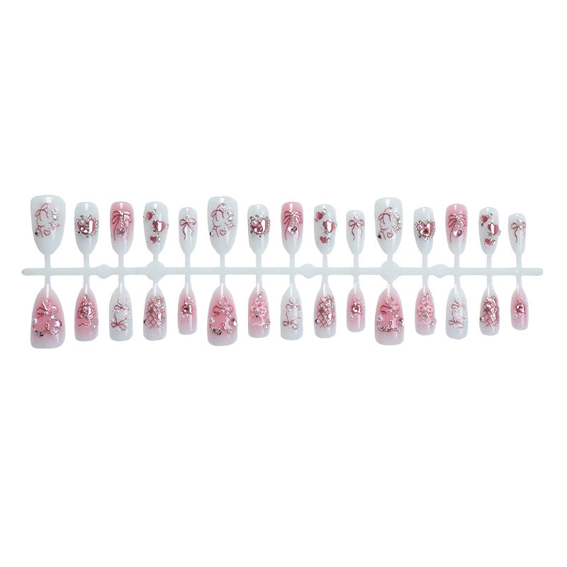 Decorative Press-On Nail Art Set with Elegant Floral and Gem Accents kalsten