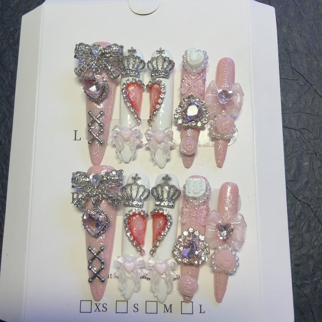 Rhinestone Embellished Press-On Nail Art Set