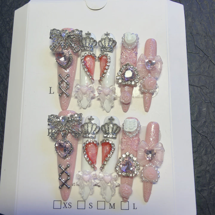 Rhinestone Embellished Press-On Nail Art Set