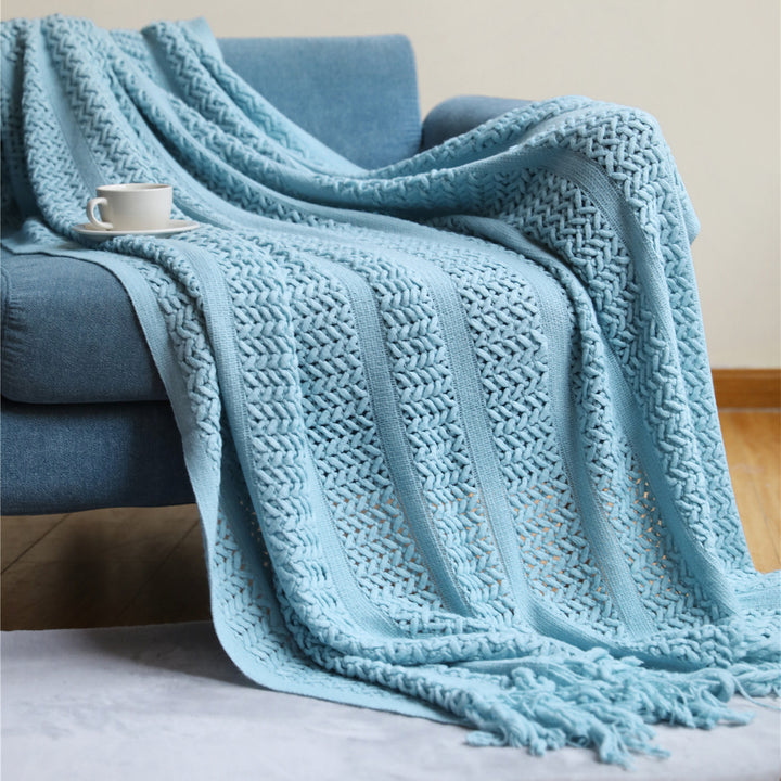 Premium Handcrafted Fringe Throw Blanket Kalsten