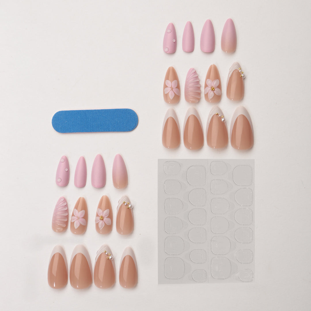 Creative nail art set with floral and shimmering design Kalsten