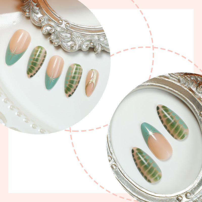 Artistic Press-On Nail Set with Unique Abstract Patterns kalsten