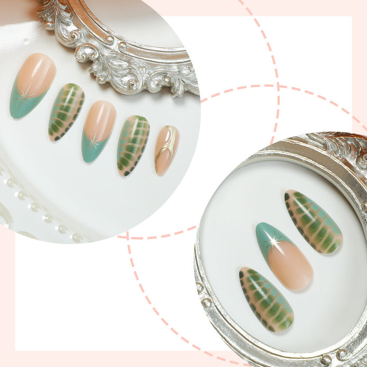 Artistic Press-On Nail Set with Unique Abstract Patterns kalsten