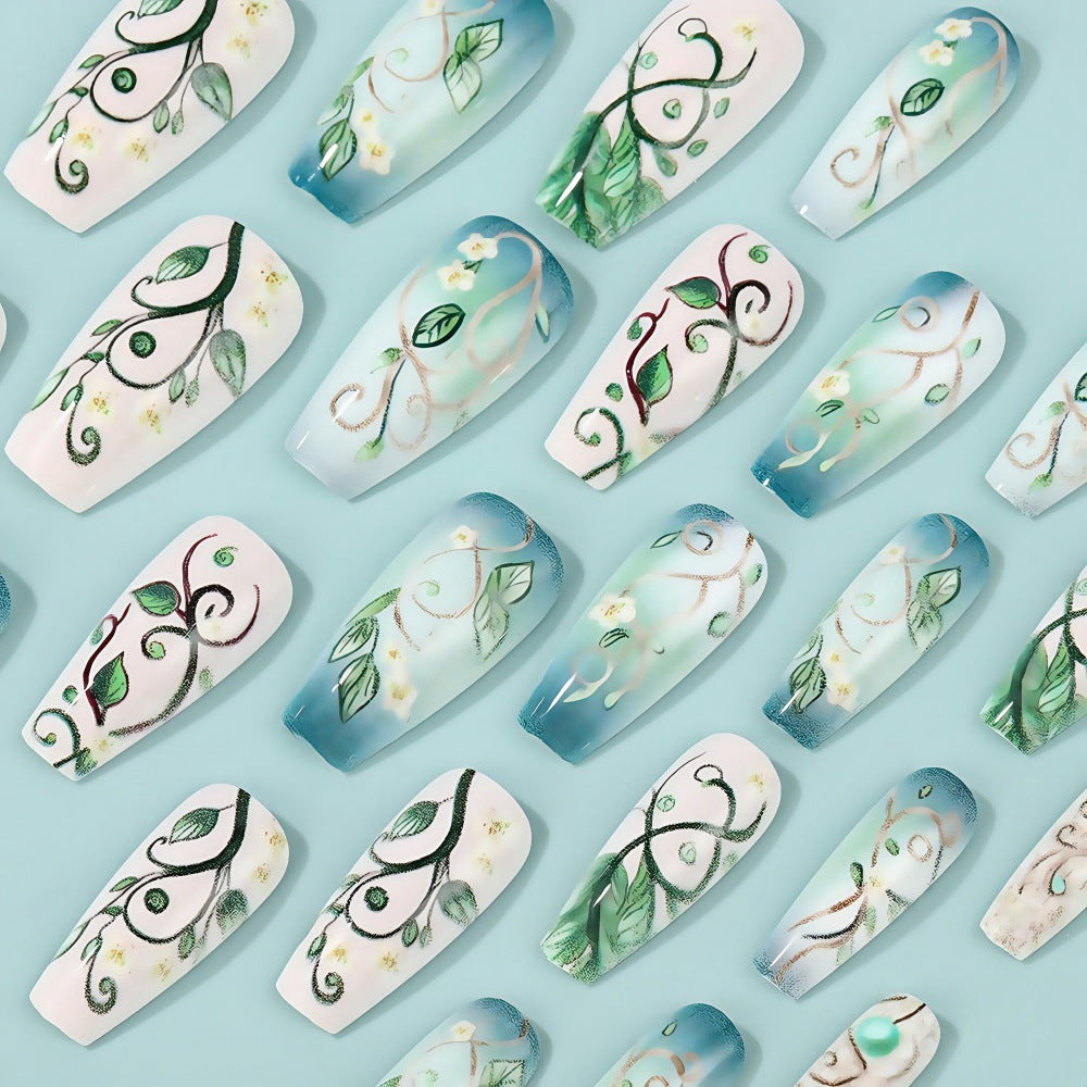 Artificial Nails Set with Floral Designs Kalsten