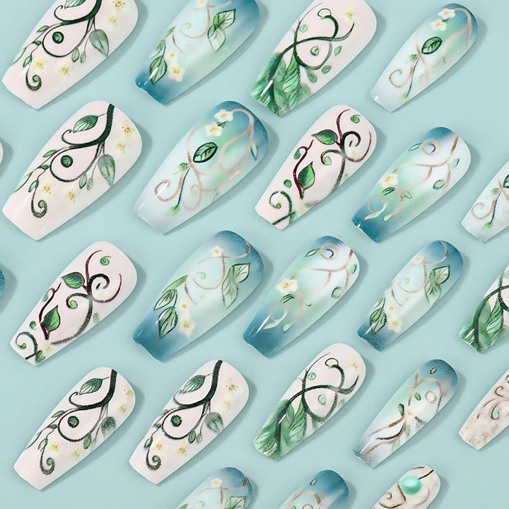 Artificial Nails Set with Floral Designs Kalsten