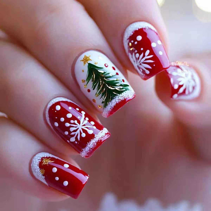 Artificial nail set with festive Christmas design Kalsten